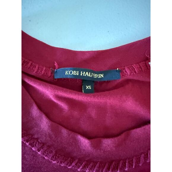 Kobi Halperin Maroon Berry Red Bell Sleeve Long-Sleeved Alix Top Blouse Shirt XS - Picture 3 of 8